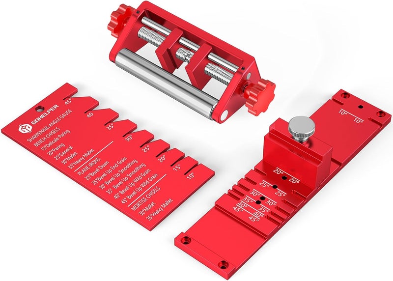 Gohelper Chisel Sharpening Jig, Wood Honing Guide for Chisels and Planes Width 0.1" to 2.8" with Sharpening Angle Fixture, Angle Gauge from 10° to 45° - Image 1